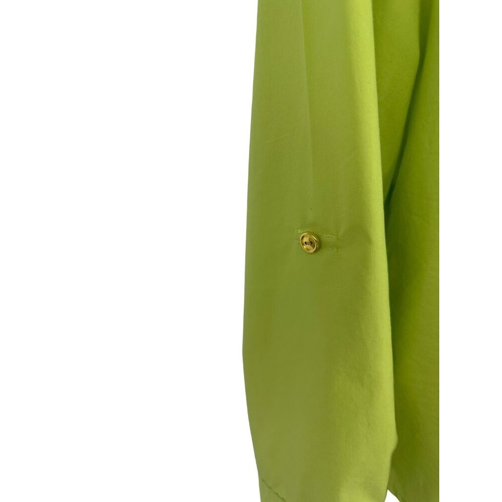 Chicos Lime Green Button Down Roll Up Long Sleeve Casual Blouse Size 2 US L - Picture 5 of 10